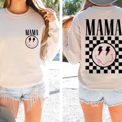 checkered retro mama sweatshirt, retro mama sweater, mothers day gift