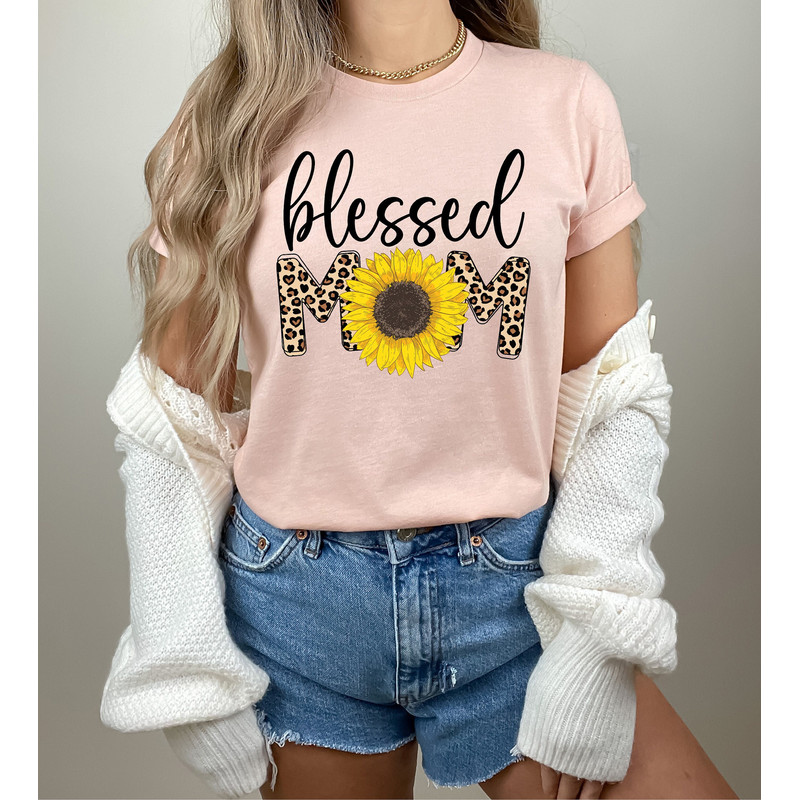 Floral Blessed Mom Shirt, Sunflower Mom Shirt, Cute Mothers Day Shirt.jpg