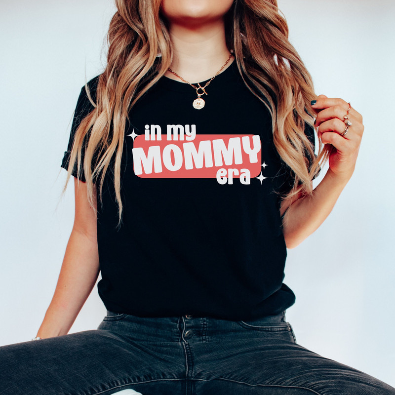 In My Mommy Era Cute Mom Tee Shirt, Pink And White Mother T-Shirt, Mot.jpg