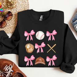 baseball mom sweatshirt, baseball coquette ribbon shirt, baseball mommy