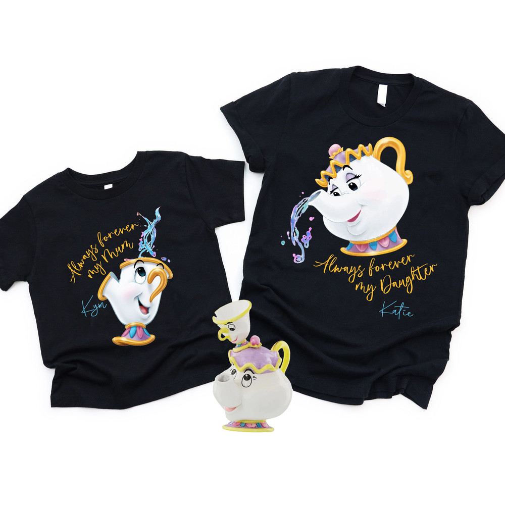 Custom Name Mrs. Potts And Chip Always Forever Comfort Colors Shirt, B.jpg
