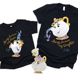 custom name mrs potts and chip always forever comfort colors shirt, b