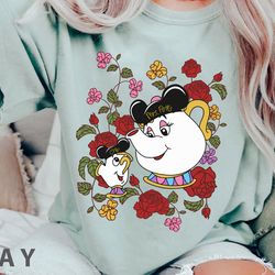 floral mrs potts and chip best mom ever comfort colors t-shirt, beauty