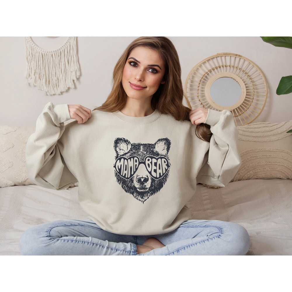 Mama Bear Sweatshirt, Mama Bear With Sunglasses Shirt, Mama Bear Crewn.jpg