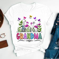 personalized grandma t shirt, grandkids butterfly shirt, grandma wildf