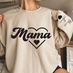 personalized mama sweatshirt with kids name, mothers day hoodie, custo