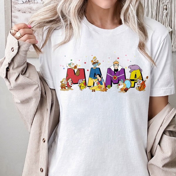 Personalized Mama White Princess Shirt, Custom Seven Tiny Men Alphabet.jpg