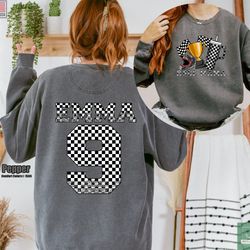 custom race mama checkered comfort colors sweatshirt, retro tumber bou