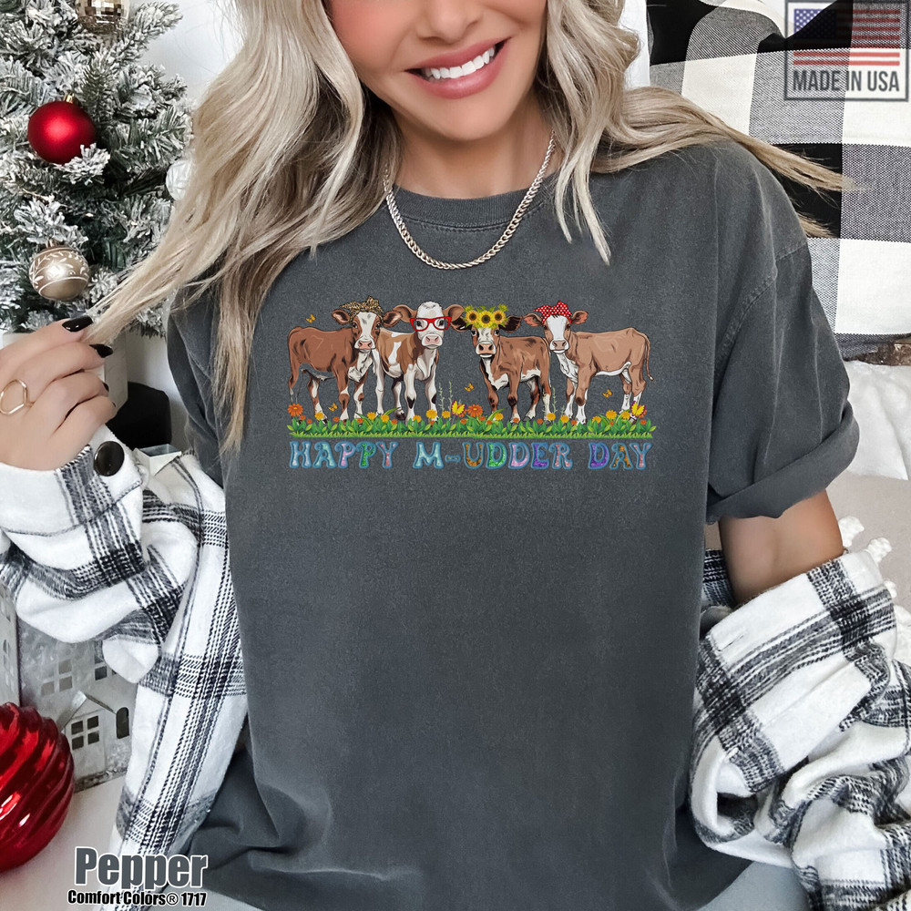 Faux Embroidery Sequin Happy Mudders Day Shirt, Funny Cow Mothers Day.jpg
