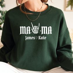 personalized mama shirt with kids names,skeleton mama sweatshirt, retr