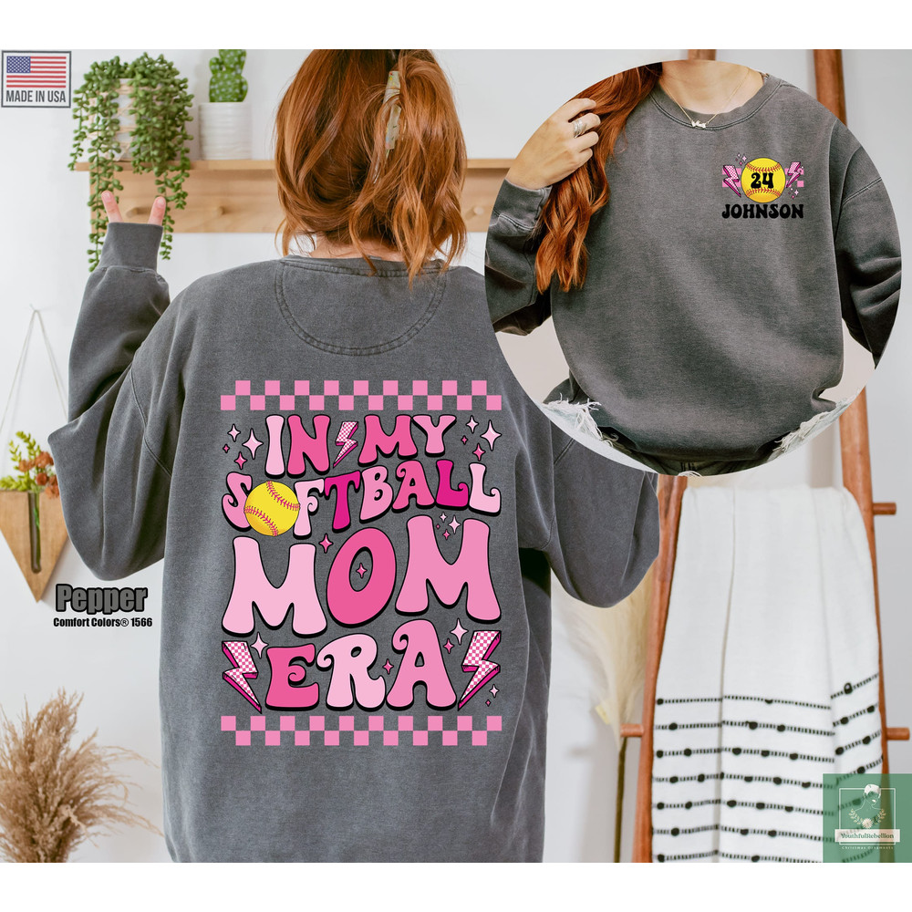 Personalized Softball Mom Comfort Colors Sweatshirt, In My Softball Mo.jpg