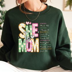 she is mom sweatshirt, cute retro mom tee, bible verse shirt, christia