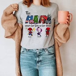 this mama wears her hero on her sleeve sweater, super mom shirt, personal