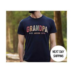 christmas gift for grandpa shirt, custom grandpa and grandkids shirt, grandpa birthday gift, grandpa pregnancy announcem
