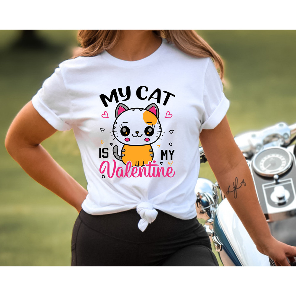 Cat Valentines Shirt, Valentine's Day Cat Shirt, My Cat Is My Valentine, Cat Mom Gift for Cat Lover Valentines Day Sweatshirt.jpg