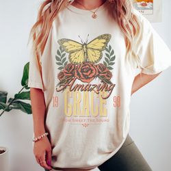 amazing grace comfort colors oversized vintage t-shirt, christian god shirt, jesus shirt 1