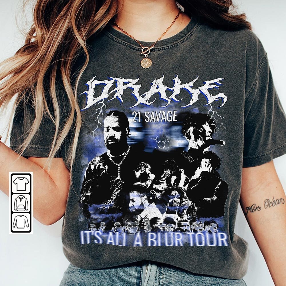 Drake 21 Savage Rap Shirt, Drake Its All A Blur Tour 2023 90s Y2K Sweatshirt,.jpg