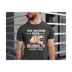 personalized papa shirt, father's day shirt for dad, custom papa shirt with kid names, fathers day gift from kids, gift