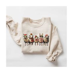 sheep christmas light sweatshirt, christmas crewneck, holiday gift for farmer, christmas sheep sweater, farm animal xmas