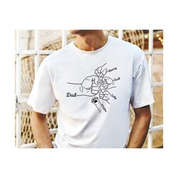 fist bump with paw dad shirt, custom dad shirt with kids name and pet, fathers day shirt, dad birthday gift, father day