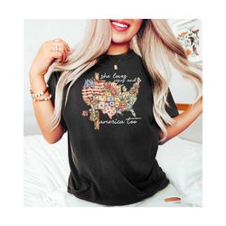she loves jesus and america too shirt, patriotic christian shirt, independence day gift,usa shirt,red white and blue shi