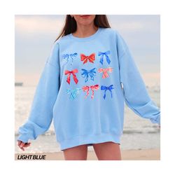 coquette 4th of july sweatshirt, beach sweatshirt, fourth of july shirt, trendy crewneck, coquette bows shirt, preppy ae