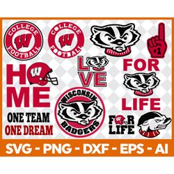 wisconsin badgers svg, wisconsin badgers logo svg, ncaa svg, sport svg, png dxf eps file