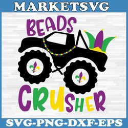 beads crusher svg, monster truck for boys kids svg, mardi gras monster truck svg, mardi gras boy svg, digital cut files
