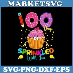 100 days sprinkled with fun svg, happy 100 days of school svg, donut one hundred days svg, cricut, svg files