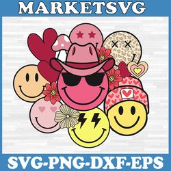 valentines smiley faces svg, valentine's day with smile cowboy svg, flowers and hearts svg, digital download