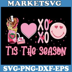tis the season valentines day coffee latte heart xoxo womens svg, happy valentine's day svg, coffee latte heart valentin