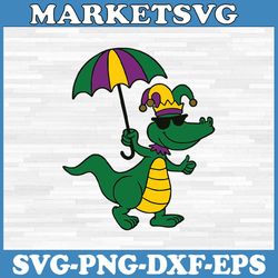 mardi gras crocodile svg, mardi gras alligator svg, mardi gras alligator with umbrella svg, cricut, svg files