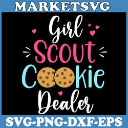 cool cookie dealer scout for girls cool family matching svg, girl scout cookie dealer svg