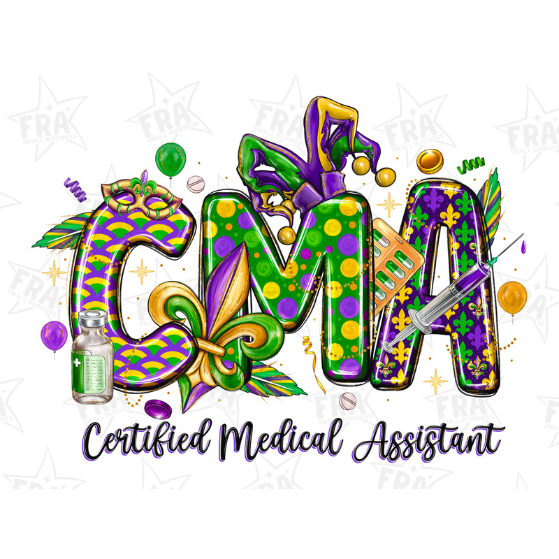 CMA Mardi Gras Certified Medical Assistant png sublimation design download, Mardi Gras png, Mardi Gras Nurse png, sublimate designs download.jpg