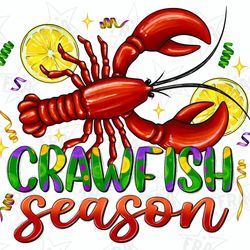 crawfish season png sublimation design download, happy mardi gras png, hand drawn crawfish png, crawfish png, sublimate