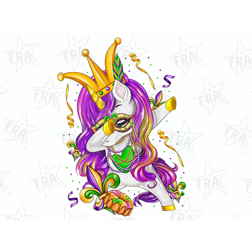 Dabbing Unicorn Mardi Gras Png, Mardi Gras Dabbing Unicorn PNG, Mardi Gras party PNG, Cute Dabbing Unicorn Mardi Gras, Png Digital Download.jpg