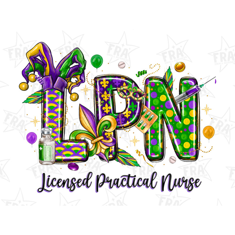 LPN Licensed Practical Nurse Mardi Gras png sublimation design download, Happy Mardi Gras png, Mardi Gras Nurse png, sublimate download.jpg