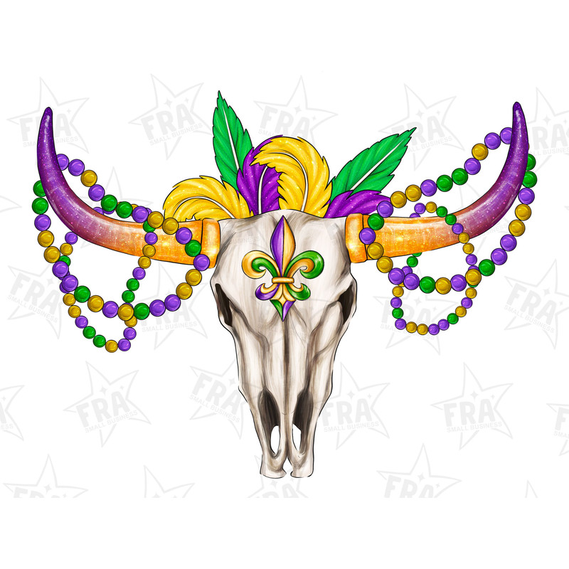 Mardi Gras Bull Skull Png Sublimation Design, Mardi Gras Png, Bull Skull Png, Western Mardi Gras Bull Skull Png Digital Downloads.jpg