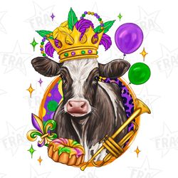 mardi gras cow png sublimation design download, happy mardi gras png, hand drawn cow png, fleur de lis png, sublimate de