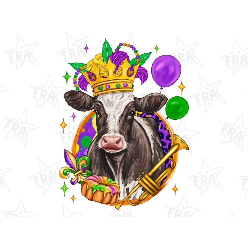 Mardi Gras cow png sublimation design download, Happy Mardi Gras png, hand drawn cow png, fleur de lis png, sublimate designs download.jpg