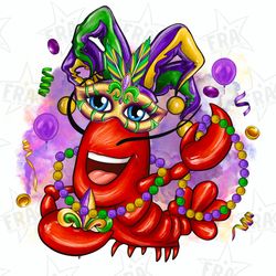 mardi gras crawfish png sublimation design download, crawfish png design, mardi gras carnival png, sublimate designs dow