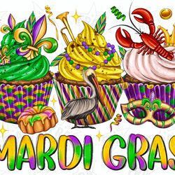 mardi gras cupcakes png, western, sublimation design download, happy mardi gras png, crawfish png, sublimate designs dow