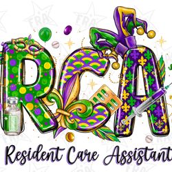 mardi gras rca resident care assistant png, sublimation design download, happy mardi gras png, nurse life png, nurse png