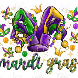 mardi gras with hat png sublimation design download, happy mardi gras png, jester hat png, sublimate designs download