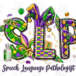 slp speech language pathologist mardi gras png, slp mardi gras png, speech therapy png, happy mardi gras png, nurse mard