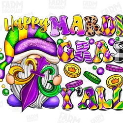 happy mardi gras yall gnome png sublimation design, happy mardi gras png, mardi gras carnival png, mrdi gras gnome png,