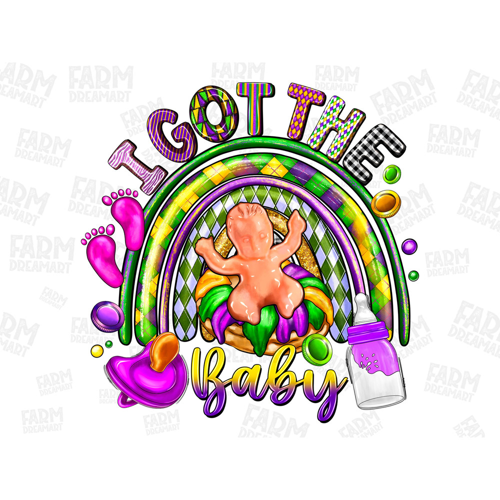 Mardi Gras I Got The Baby Png, Mardi Gras Png, Mardi Gras,Nola Png,Mardi Gras Hat,Rainbow Png, Crawfish Design,Western,Digital Download.jpg