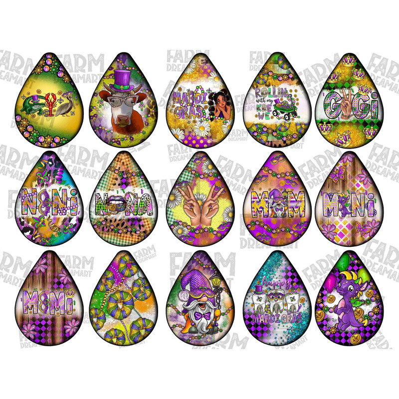 Mardi Gras teardrop earrings bundle png sublimation design download, Mardi Gras png,western teardrop earrings png,sublimate designs download.jpg