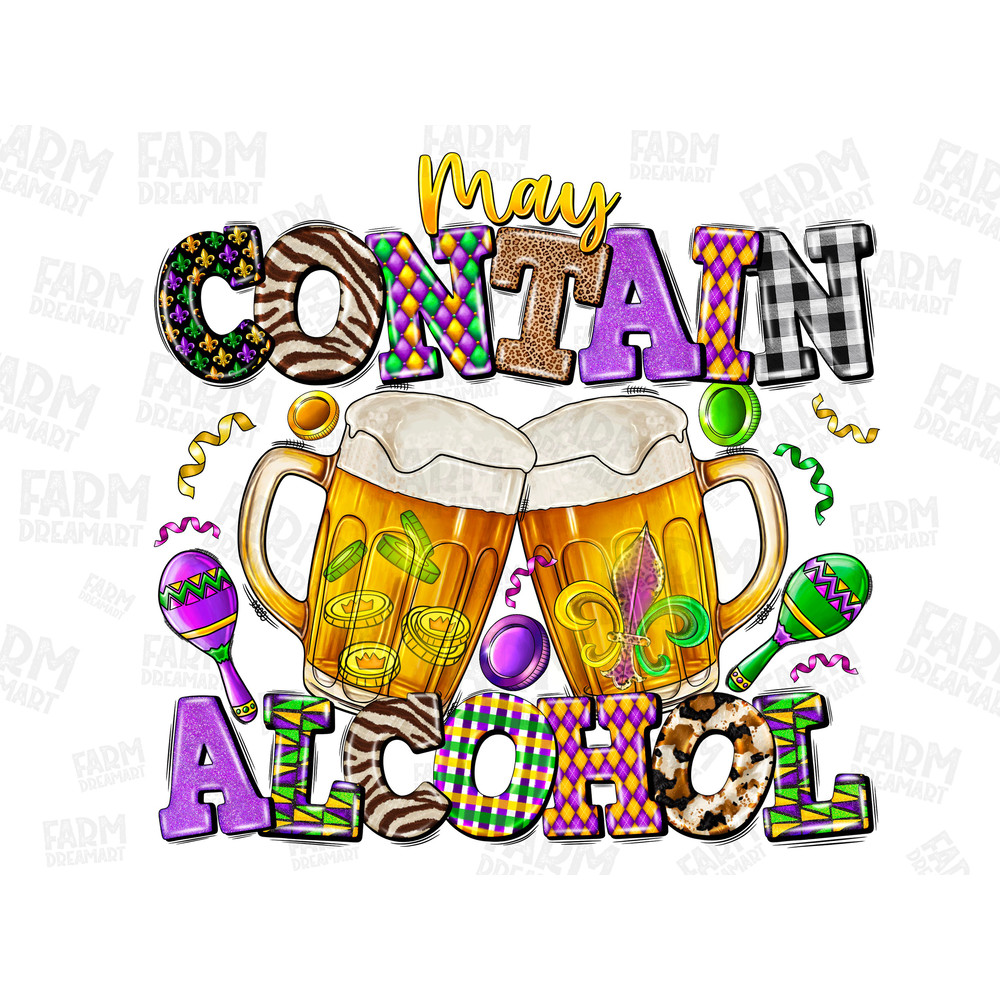 May Contain Alcohol Png, Mardi Gras digital download, Mardi Gras Png,Beads and Beer,Sublimation Designs,Happy Mardi Gras,Mardi Gras Carnival.jpg