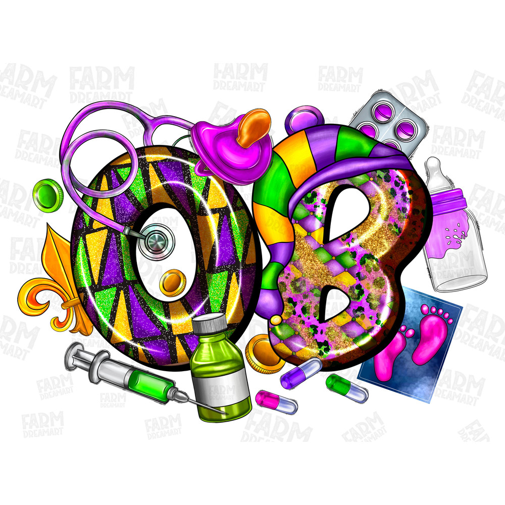 OB Nurse Mardi Gras png sublimation design download, Happy Mardi Gras png, Obstetrician png, OB Nurse png, sublimate designs download.jpg
